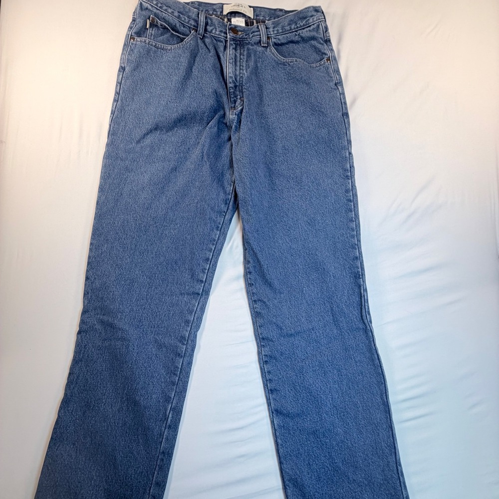 L.L. Bean Double L Flannel Lined Jeans Mens 33 Relaxed Fit Blue Denim Work Pants